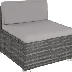 Loungesets-tectake - Loungeset Pisa met opbergbox kussens - wicker - grijs