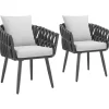 Tuinstoelen-tectake - Set van 2 stoelen Lugano in rope-design met aluminium frame