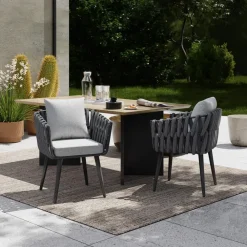 Tuinstoelen-tectake - Set van 2 stoelen Lugano in rope-design met aluminium frame