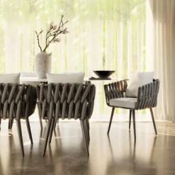 Tuinstoelen-tectake - Stoel Lugano in rope-design met aluminium frame, Antraciet