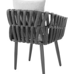 Tuinstoelen-tectake - Stoel Lugano in rope-design met aluminium frame, Antraciet