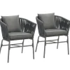 tectake - Stoelset Valeiras in rope-design, dikke kussens, 60x61x77cm