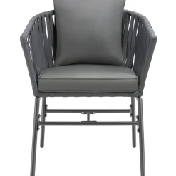 tectake - Stoelset Valeiras in rope-design, dikke kussens, 60x61x77cm