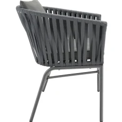 tectake - Stoelset Valeiras in rope-design, dikke kussens, 60x61x77cm