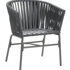 tectake - Stoelset Valeiras in rope-design, dikke kussens, 60x61x77cm