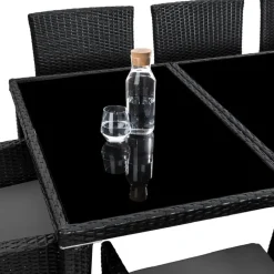 tectake - tuinset 8 stoelen+tafel Monaco - wicker - zwart