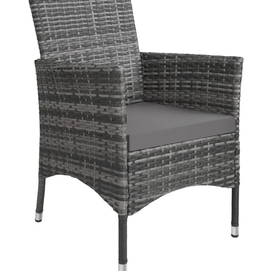 Tuinsets-tectake - tuinset 8 stoelen en tafel - wicker - grijs