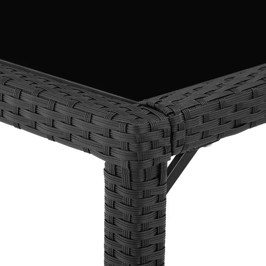 Tuinsets-tectake - tuinset 8 stoelen en tafel - wicker - zwart / grijs