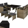 Tuinsets-tectake - tuinset Bilbao - wicker met beschermhoes - natuurkleur
