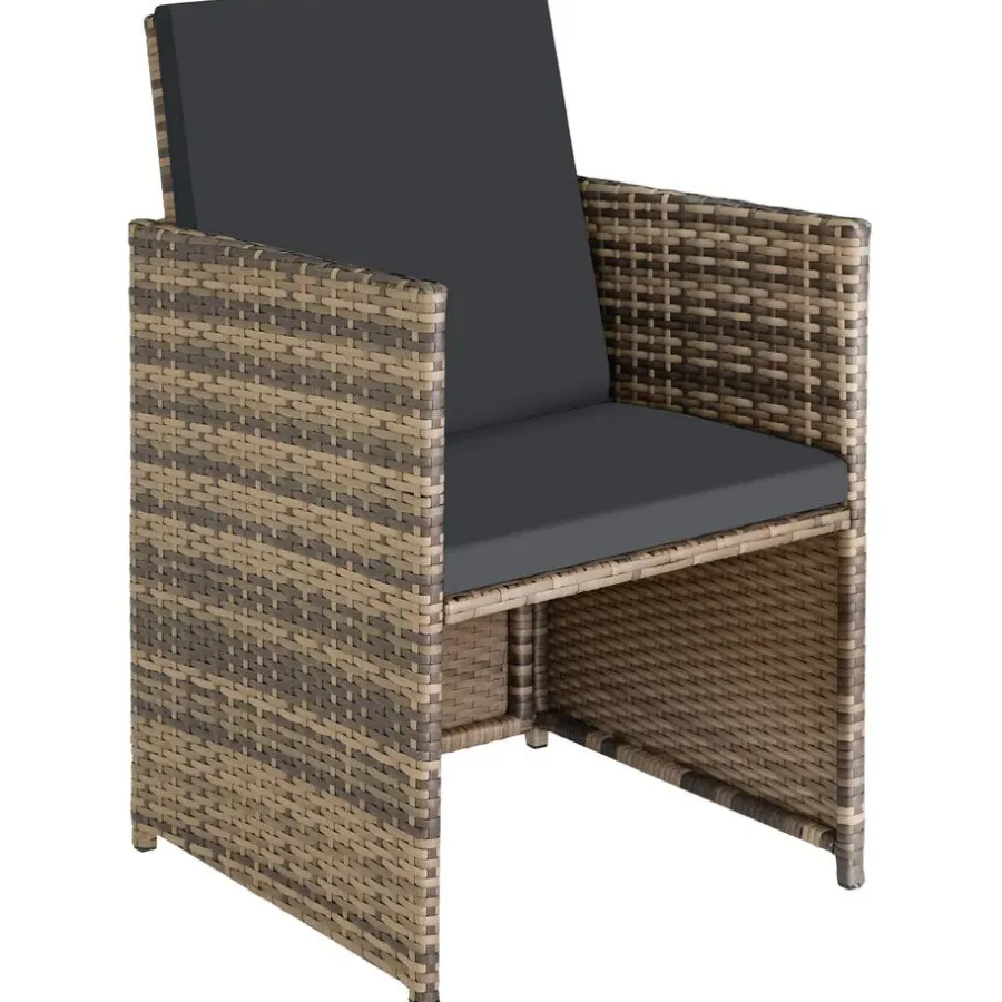 Tuinsets-tectake - tuinset Bilbao - wicker met beschermhoes - natuurkleur