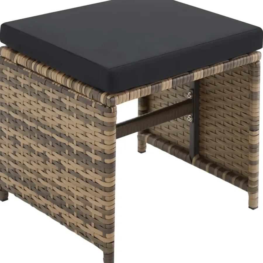 Tuinsets-tectake - tuinset Bilbao - wicker met beschermhoes - natuurkleur