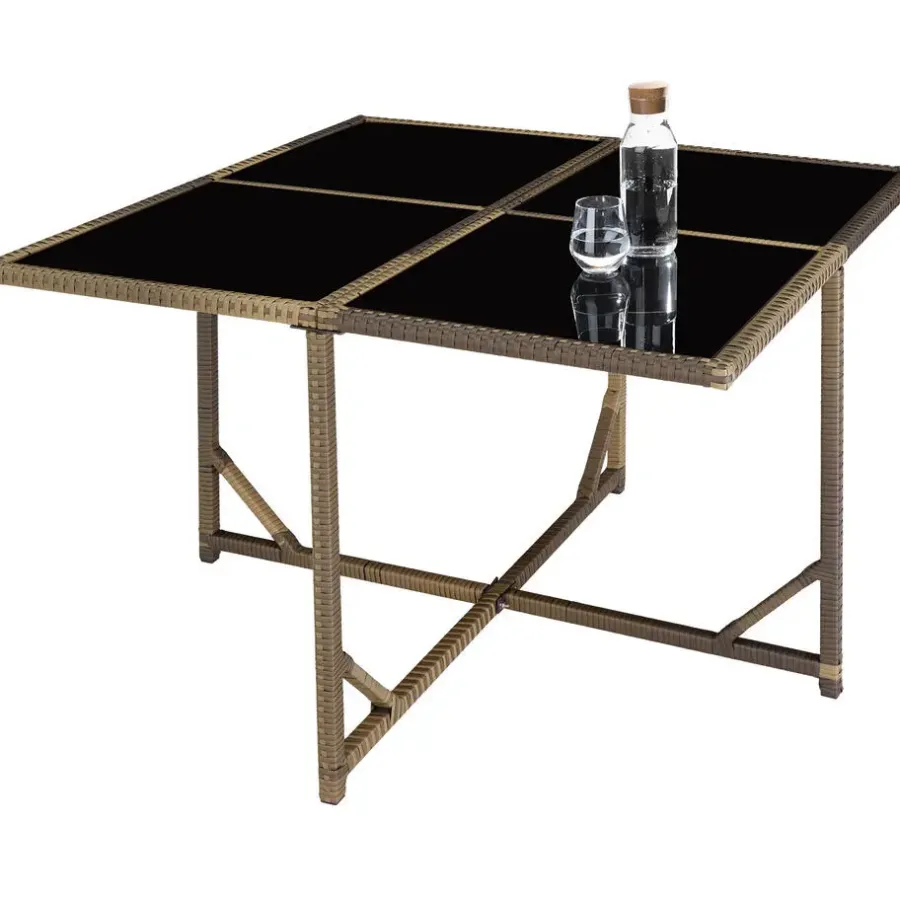 Tuinsets-tectake - tuinset Bilbao - wicker met beschermhoes - natuurkleur