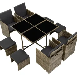 Tuinsets-tectake - tuinset Bilbao - wicker met beschermhoes - natuurkleur