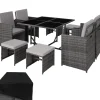 Tuinsets-tectake - tuinset Bilbao - wicker - incl. beschermhoes - grijs