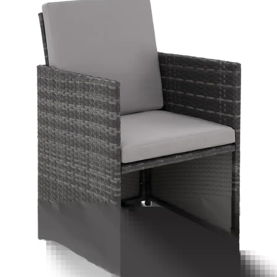 Tuinsets-tectake - tuinset Bilbao - wicker - incl. beschermhoes - grijs