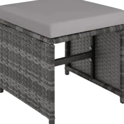 Tuinsets-tectake - tuinset Bilbao - wicker - incl. beschermhoes - grijs