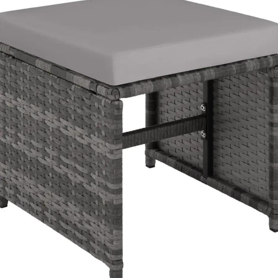 Tuinsets-tectake - tuinset Bilbao - wicker - incl. beschermhoes - grijs