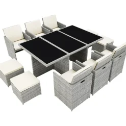 Tuinsets-tectake - tuinset New York - wicker - lichtgrijs