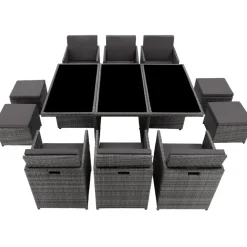 tectake - tuinset New York - wicker - grijs