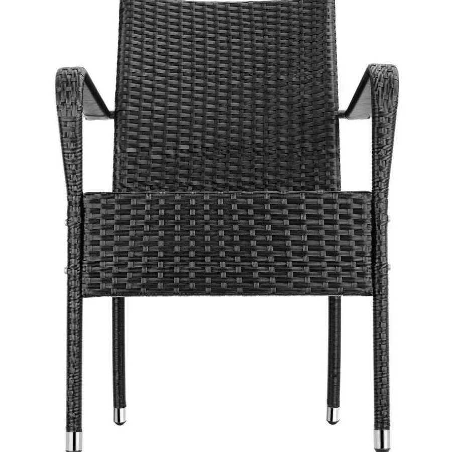 Tuinstoelen-tectake 2 tuinstoelen - Wickerstoel Girona, stapelbaar, draagkracht 120 kg
