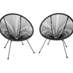 tectake 2 tuinstoelen Santana in Acapulco-design, Zwart