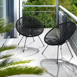 tectake 2 tuinstoelen Santana in Acapulco-design, Zwart