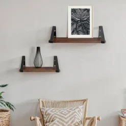 Wandplanken-tectake 3 wandplanken Cowell, Industrieel Hout Donker, Rustiek