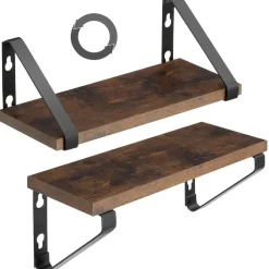 Wandplanken-tectake 3 wandplanken Cowell, Industrieel Hout Donker, Rustiek