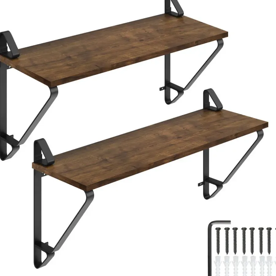Wandplanken-tectake 2 wandplanken Irvine, Industrieel Hout Donker, Rustiek