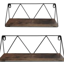 tectake 2 wandplanken Rockport, Industrieel Hout Donker, Rustiek