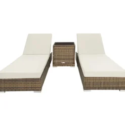 tectake 2 wicker ligbedden met aluminium frame en tafel, inclusief beschermhoes