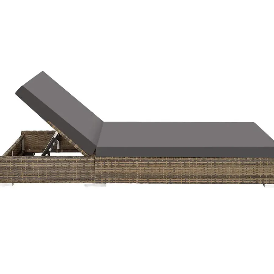 tectake 2 wicker ligbedden met aluminium frame en tafel, inclusief beschermhoes