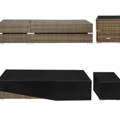 tectake 2 wicker ligbedden met aluminium frame en tafel, inclusief beschermhoes