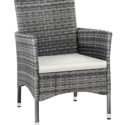 tectake 2 Wicker tuinstoelen met 4 kussenhoezen , Grijs/lichtgrijs