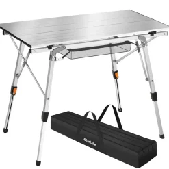 Kamperen En Outdoor-tectake Aluminium campingtafel Tina opvrouwbaar in hoogte verstelbaar , Zilver