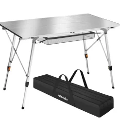 Kamperen En Outdoor-tectake Aluminium klaptafel Bastiaan in hoogte verstelbaar , Zilver