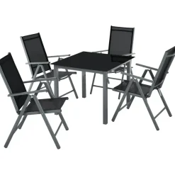 tectake Aluminium tuinset 4+1 - Antraciet