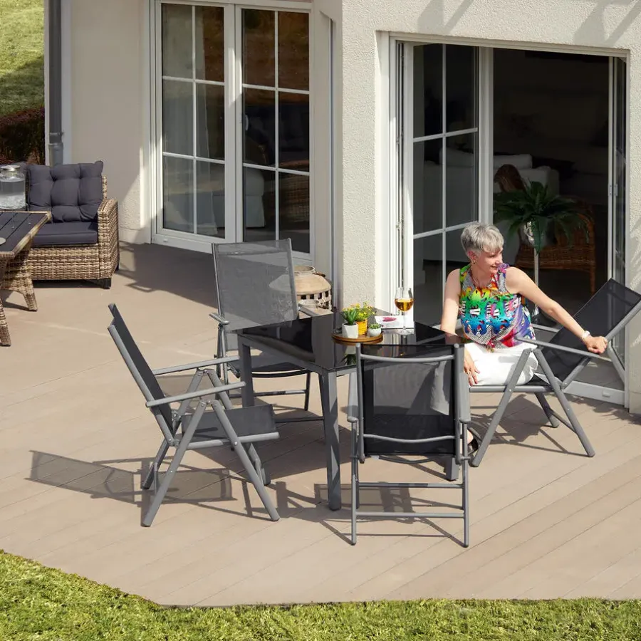 tectake Aluminium tuinset 4+1 - Antraciet