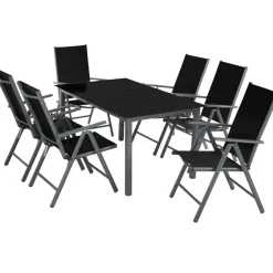 tectake Aluminium tuinset 6+1 - Antraciet