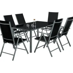 tectake Aluminium tuinset 6+1 - Antraciet