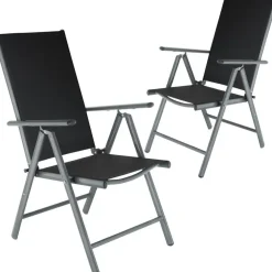 tectake Aluminium tuinstoelen inklapbaar, Antraciet