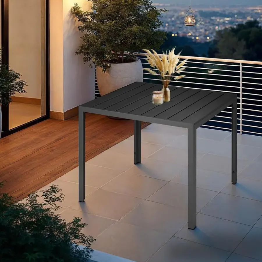 Tuintafels-tectake Aluminium tuintafel Maren met in hoogte verstelbare poten 90x90x74,5cm