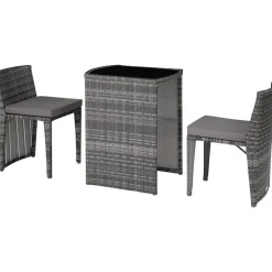 Bistro- & Balkonsets-tectake Aluminium wicker bistroset Hamburg, Grijs