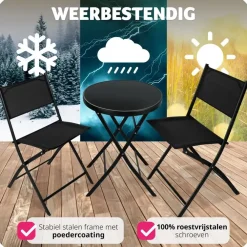 Bistro- & Balkonsets-tectake Balkonset Düsseldorf 2+1, Zwart