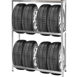 Stellingkasten-tectake Bandenstelling voor max. 8 banden, Grijs