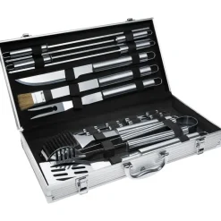 tectake Barbecue bestek van roestvrij staal 18-delig, Grijs