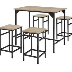 Tuinsets|Tuinsets-tectake Bartafelset Edinburgh 4+1, Industrieel Licht Hout, Eiken Sonoma
