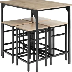 Tuinsets|Tuinsets-tectake Bartafelset Edinburgh 4+1, Industrieel Licht Hout, Eiken Sonoma