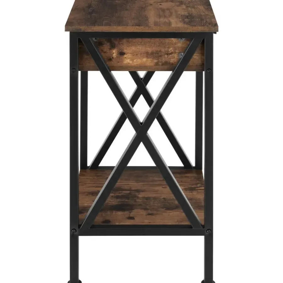 Bijzettafels-tectake Bijzettafel Dayton 35x35x70,5cm, Industrieel Hout Donker, Rustiek