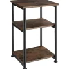 tectake Bijzettafel Memphis 34x30x59cm, Industrieel Hout Donker, Rustiek
